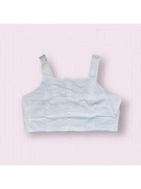 BP crop tank button front linen blend white cami shirred smocked back size 3X